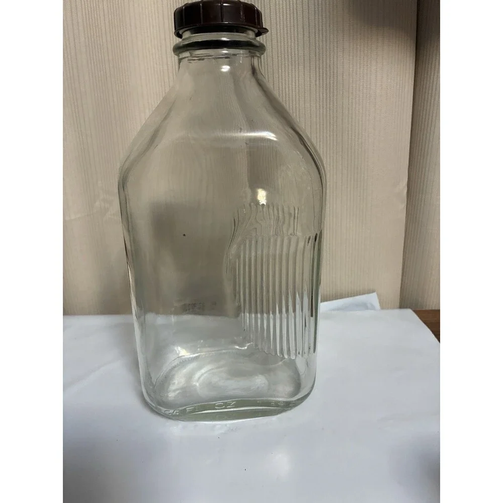 Vintage Half Gallon Glass Milk Bottle Stanpac 64FL. OZ 1.89L  With Lid